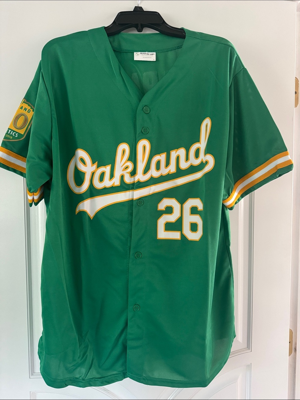 Oakland Green Baseball 50th Anniversary Jersey with Chapman, Number 26